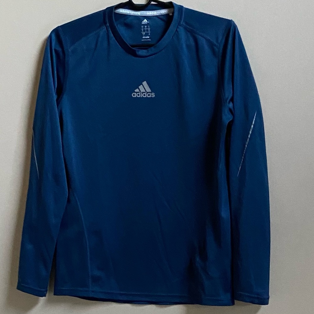 ADIDAS MENS CLIMALITE THE RUN LONG SLEEVE TEE SHIRT/BLUE / SIZE S / 61983